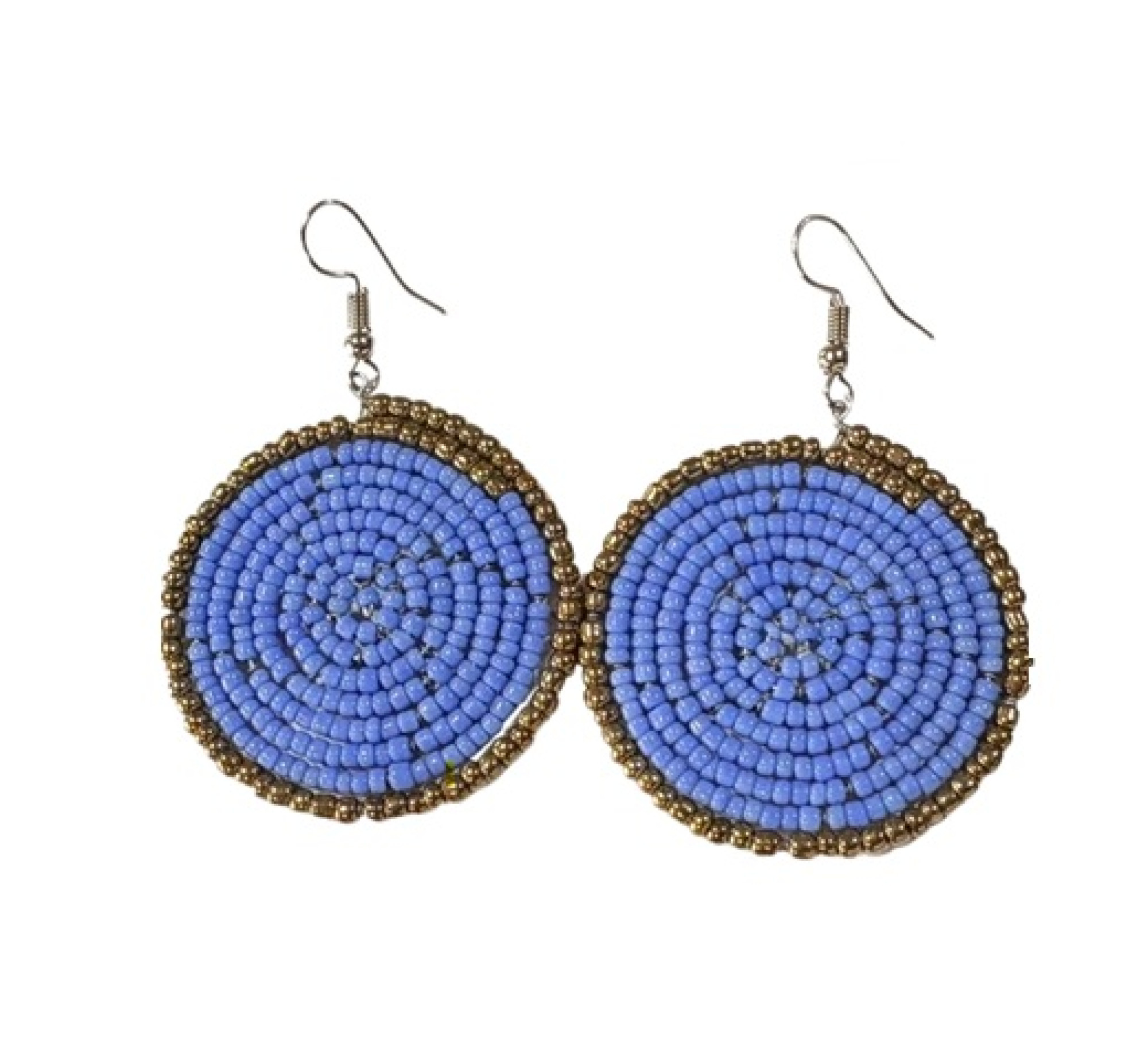 Kucheza Blue & Gold Beaded Earrings