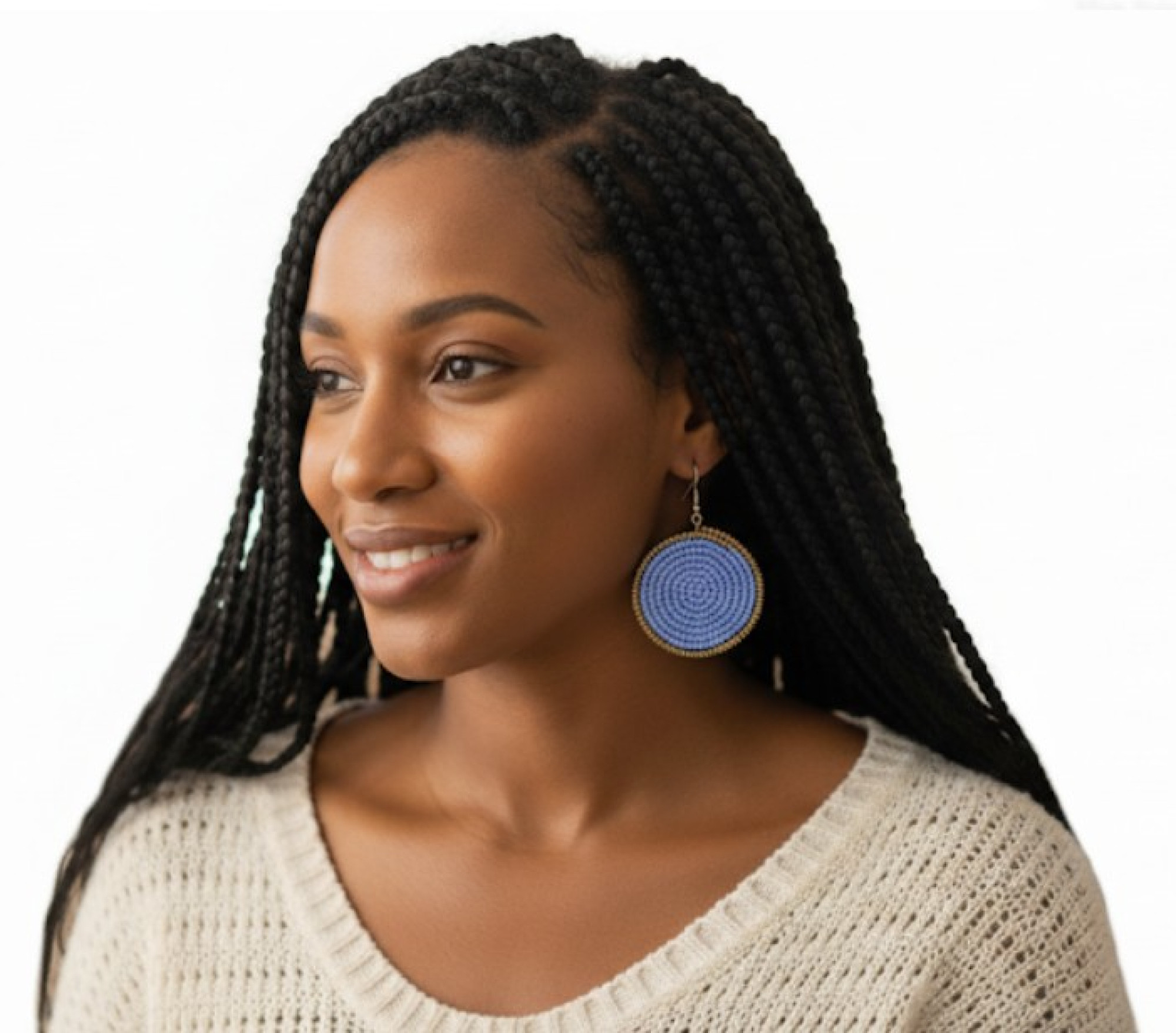 Kucheza Blue & Gold Beaded Earrings