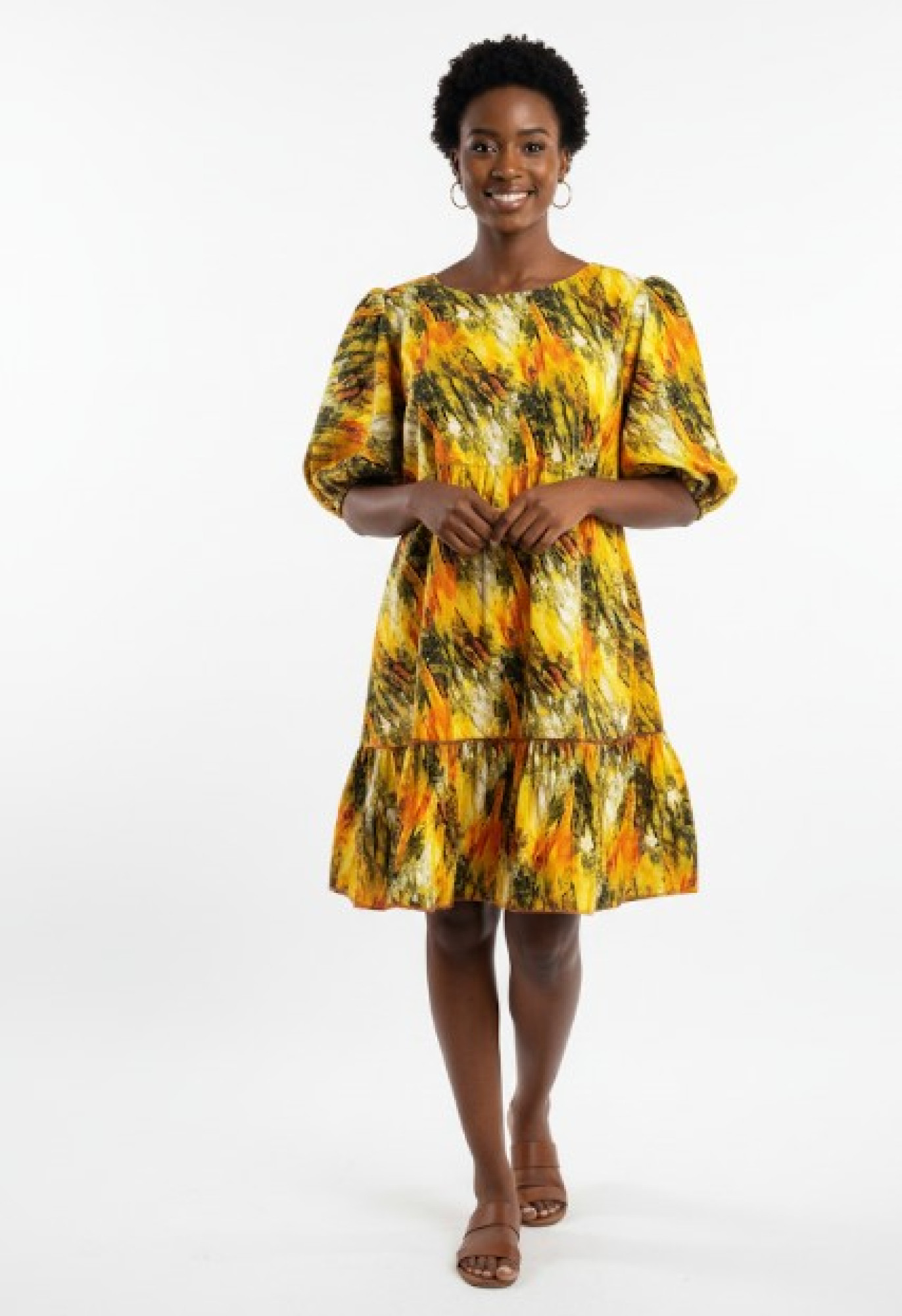  Sunrise Haze Tiered Mini Dress