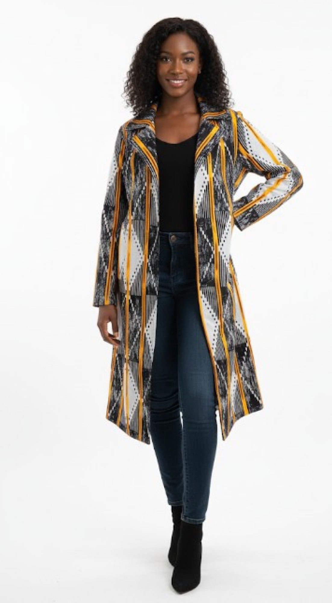  Marigold Stripe Puff Sleeve Shirtdress