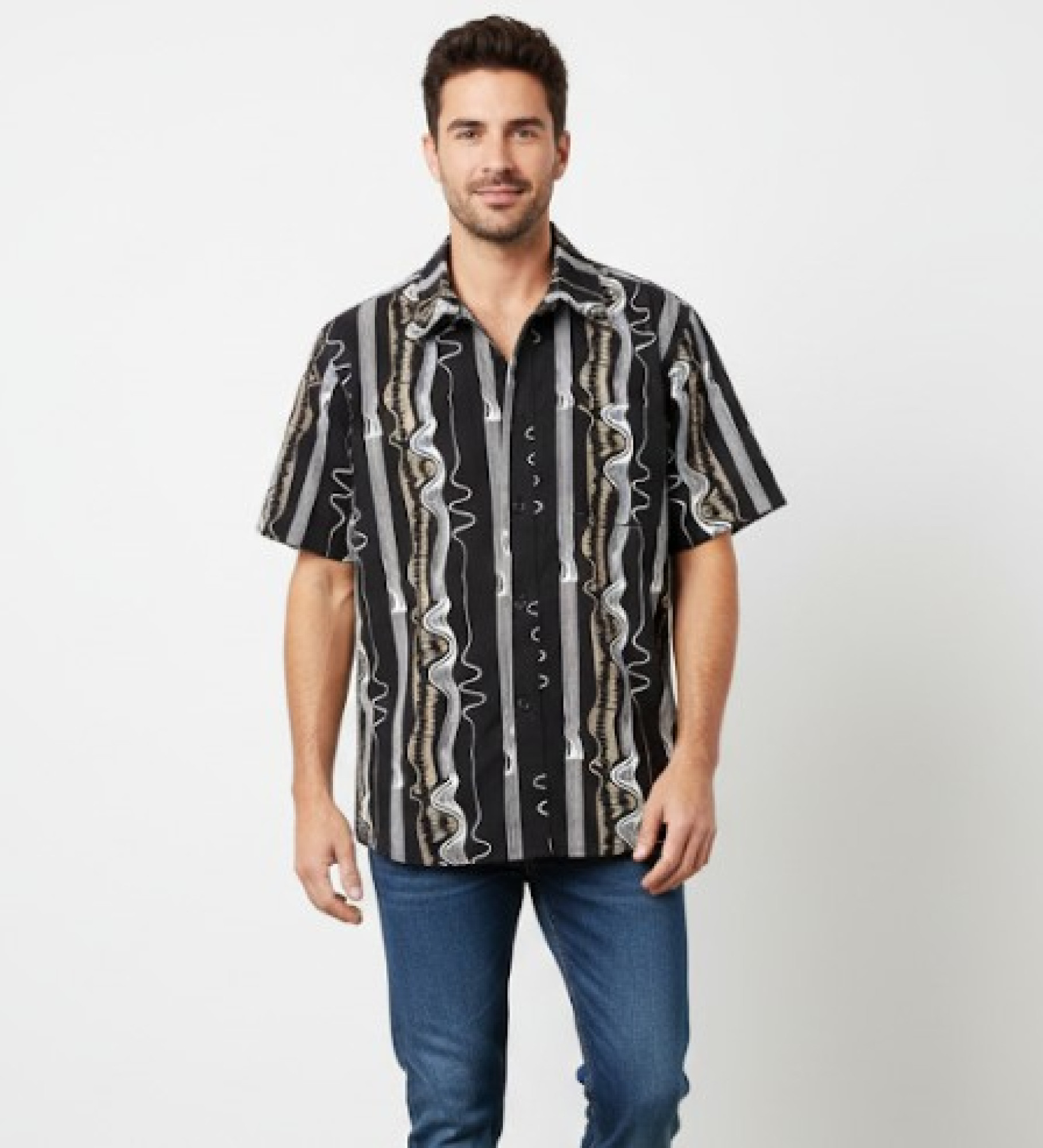  Abstract Print Button-Up