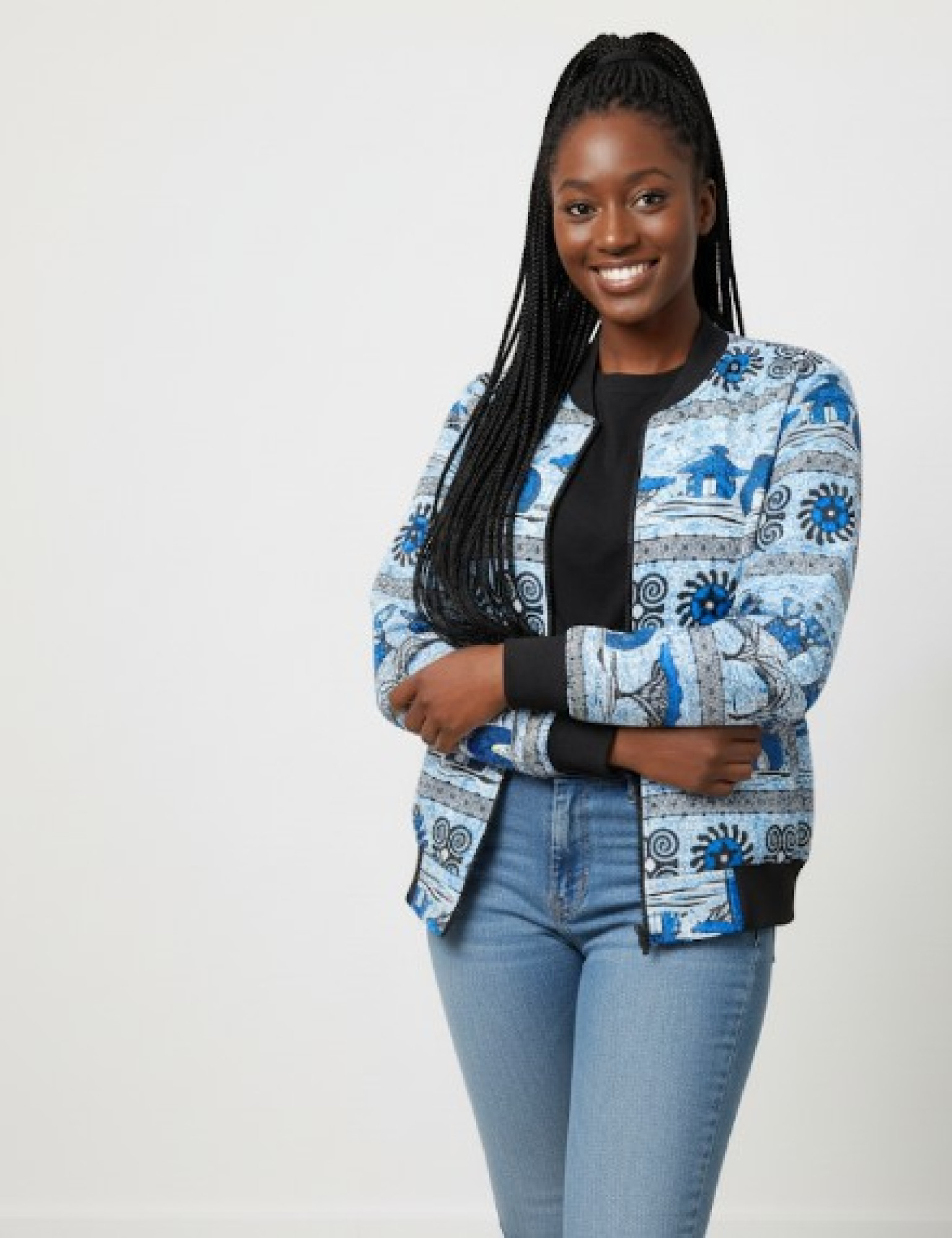 Stylish Jacket in Blue and White