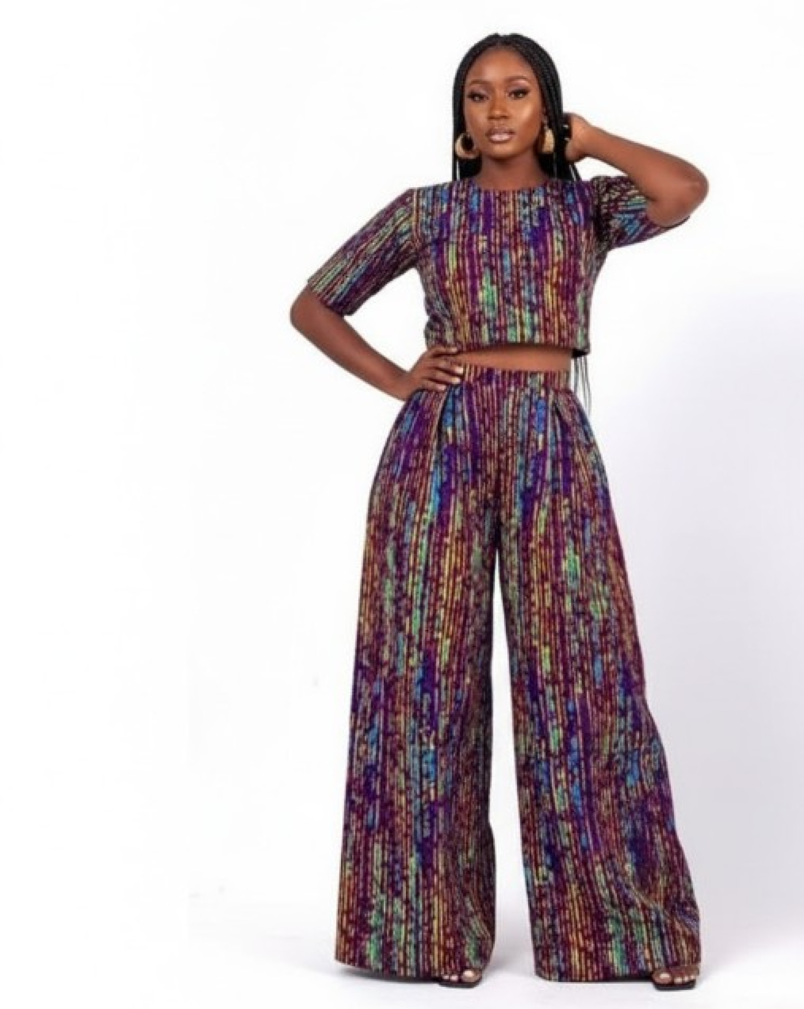 Ankara Crop Top & Wide-Leg Pants Set