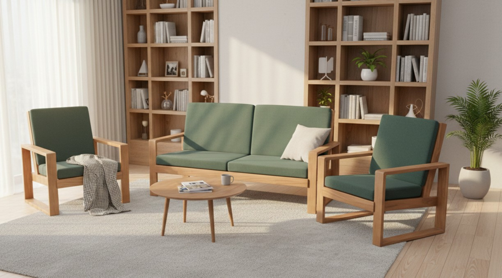 Modern Solid Wood 3-Piece Livinon Set