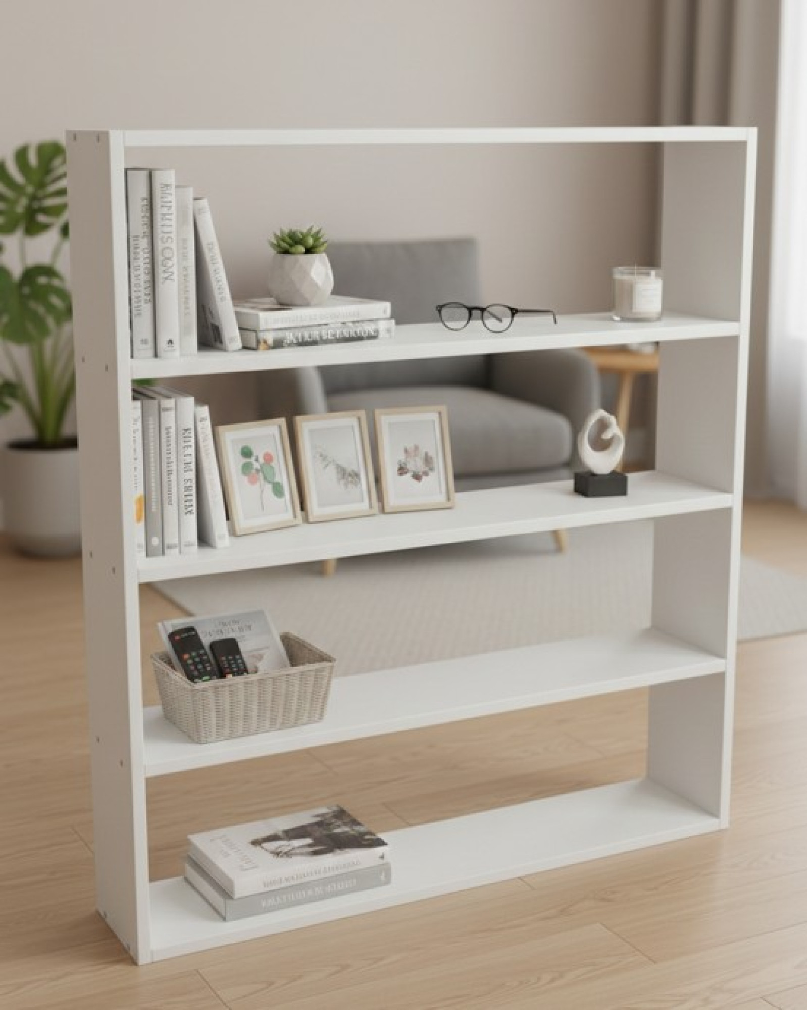 Linear White Bookshelf