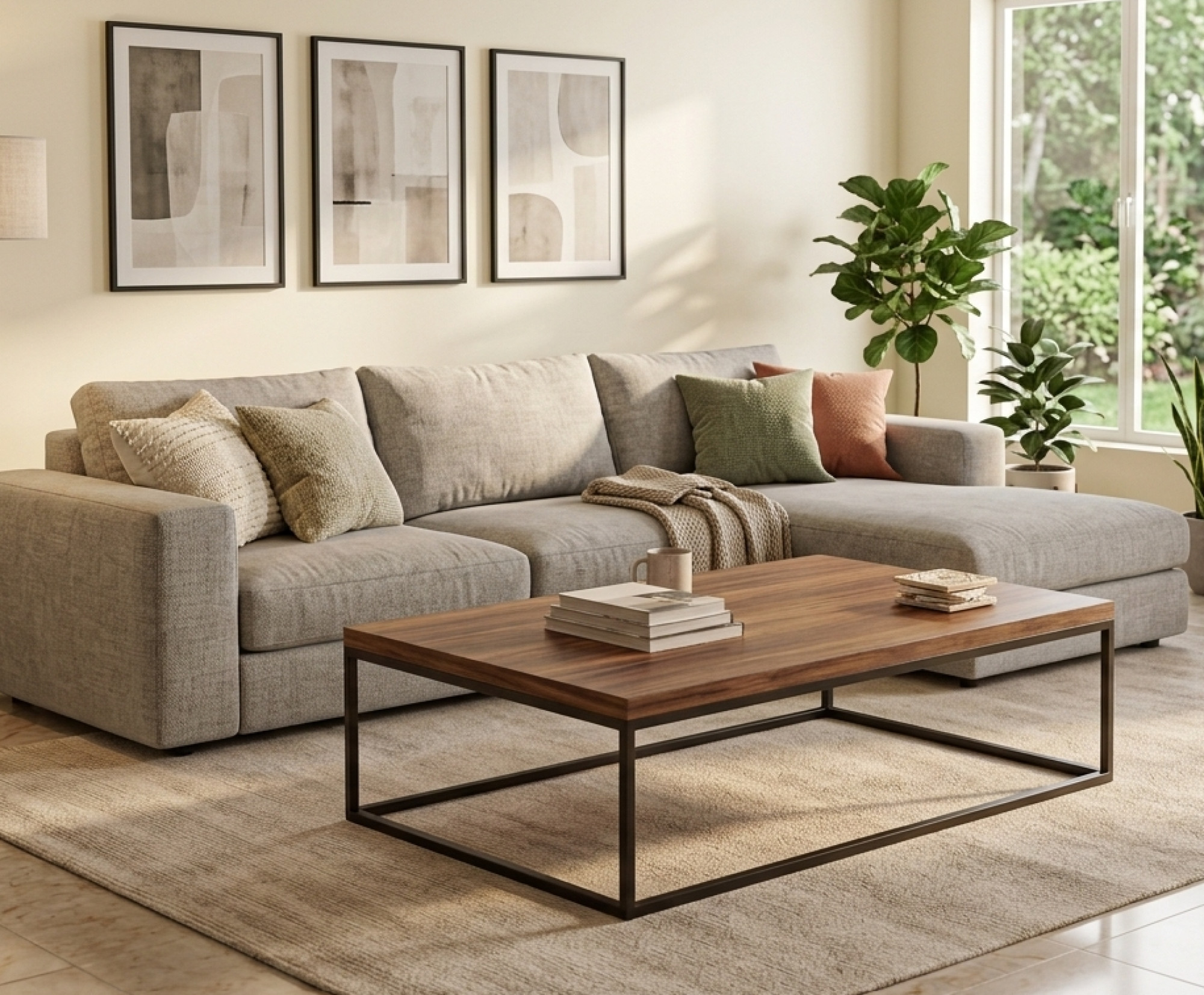 Oak & Steel Modern Coffee Table